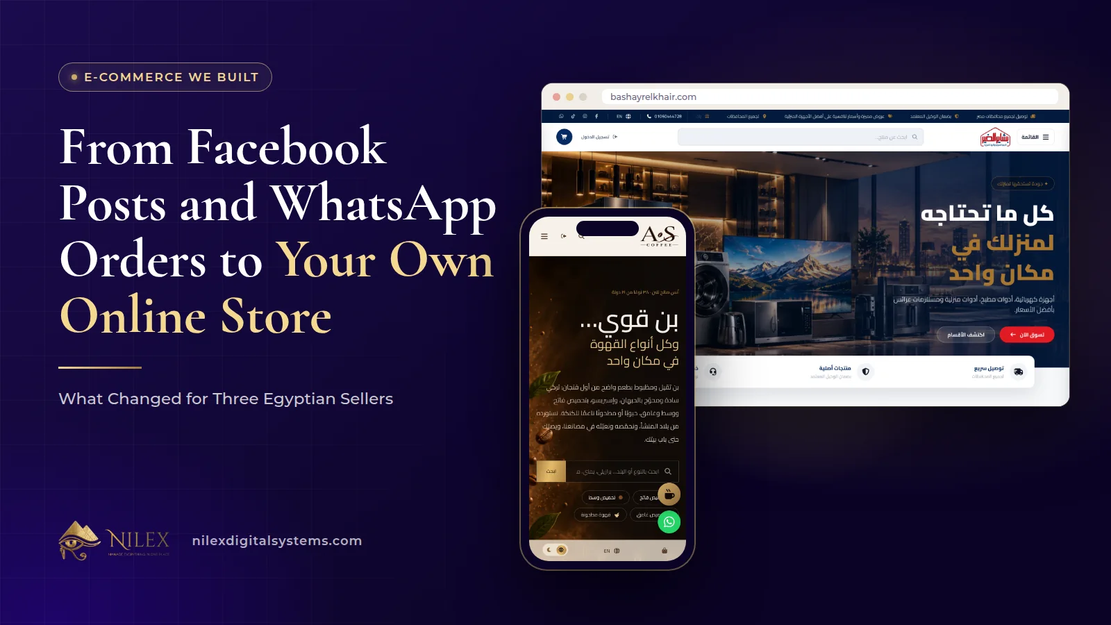 A store dashboard with orders, products and prices replacing a pile of chat messages and social media posts