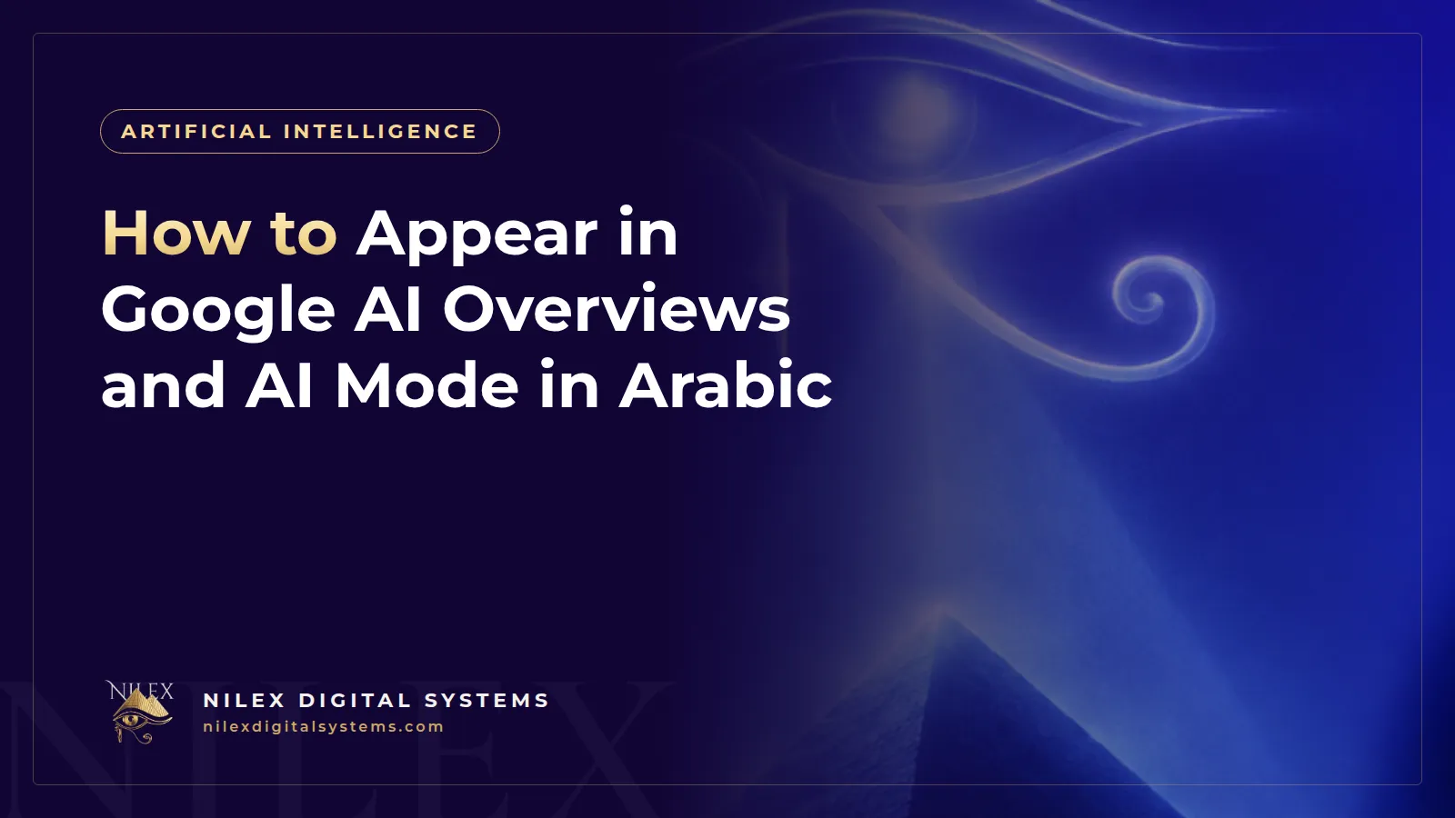 Illustration of a Google search results page in Arabic with an AI-generated answer box citing a company website as a source