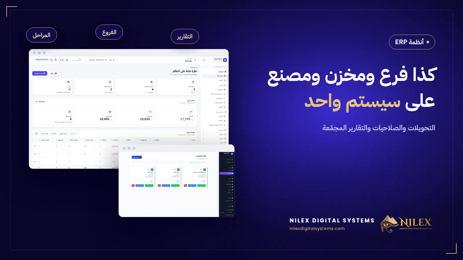 سيستم واحد بيربط كذا فرع ومخزن ومصنع والتحويلات بينهم