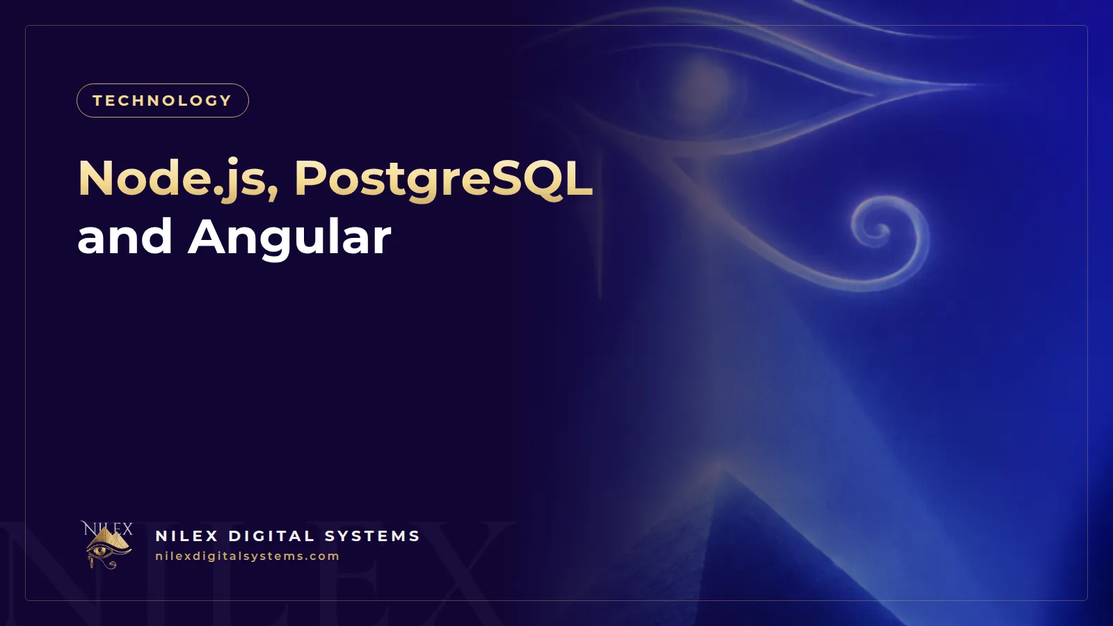 Diagram-style illustration of Angular, Node.js and PostgreSQL layers powering an ERP dashboard