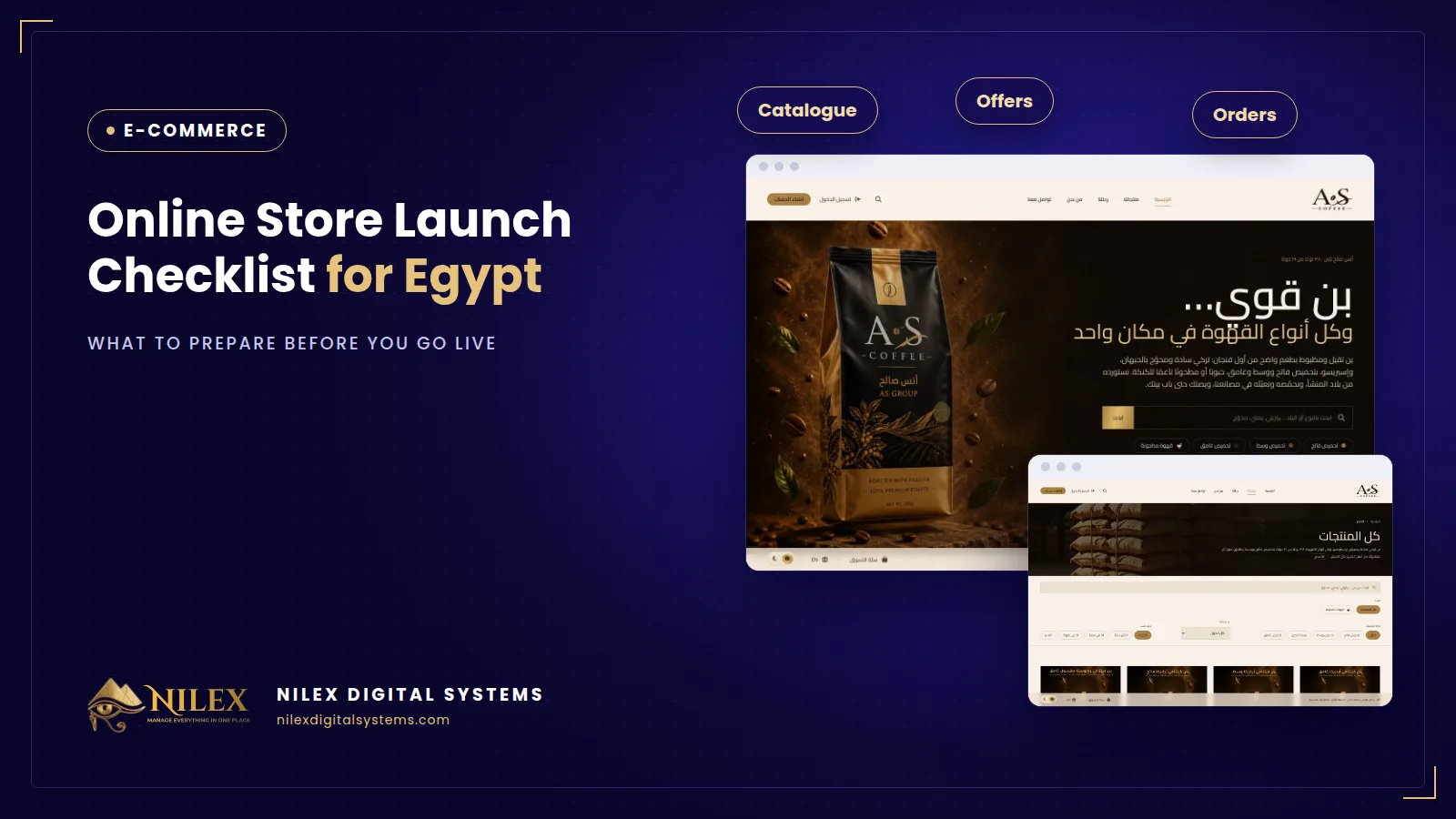 Checklist for launching an online store in Egypt with products, delivery fees, policies and payments