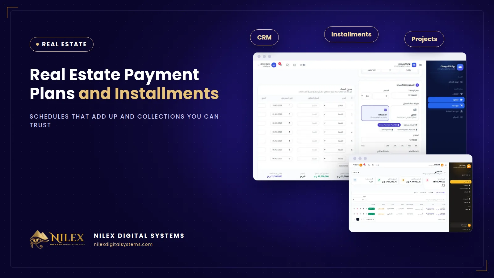 Real estate payment plan schedule with down payment, quarterly installments and delivery payment adding up to the contract value