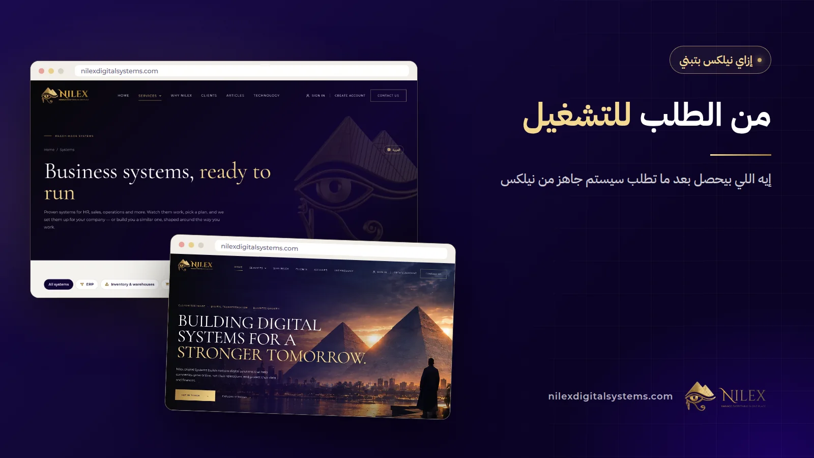 صفحة سيستم من نيلكس فيها فيديو العرض والباقات ونموذج طلب السيستم الجاهز